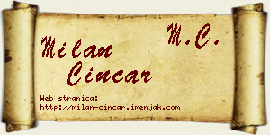 Milan Cincar vizit kartica
